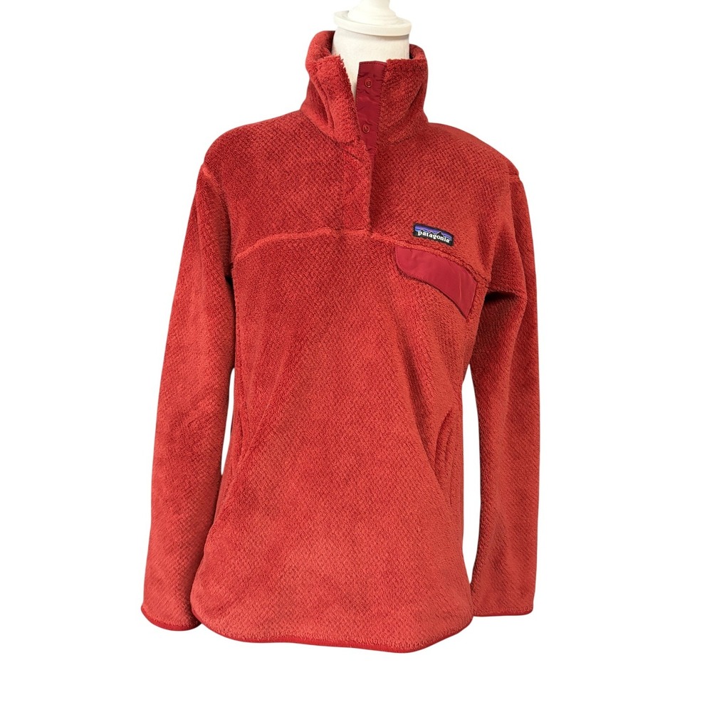Patagonia Polartec Thermal Pro Fleece Snap Pullover Jacket Red Womens M 25442